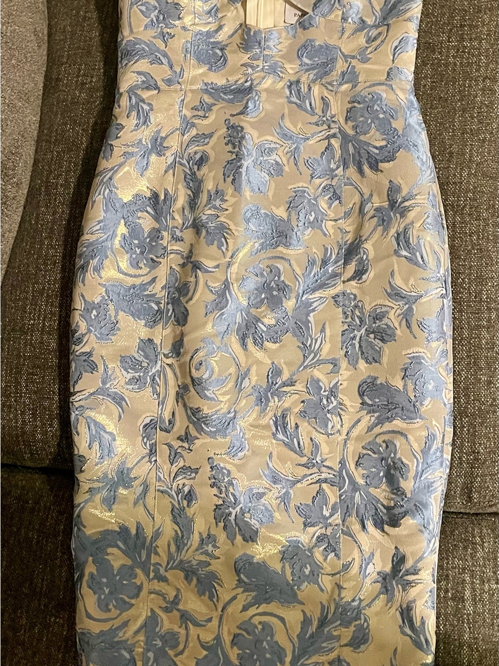 Society Blue and Cream Floral Jacquard Pencil Dress